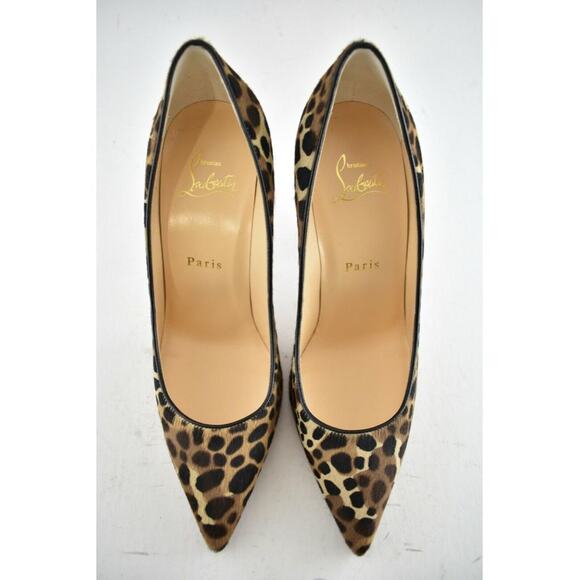 Christian Louboutin Kate 100 Pony Madagascar Leopard Black Brown Heel Pump 37 - Picture 7 of 12